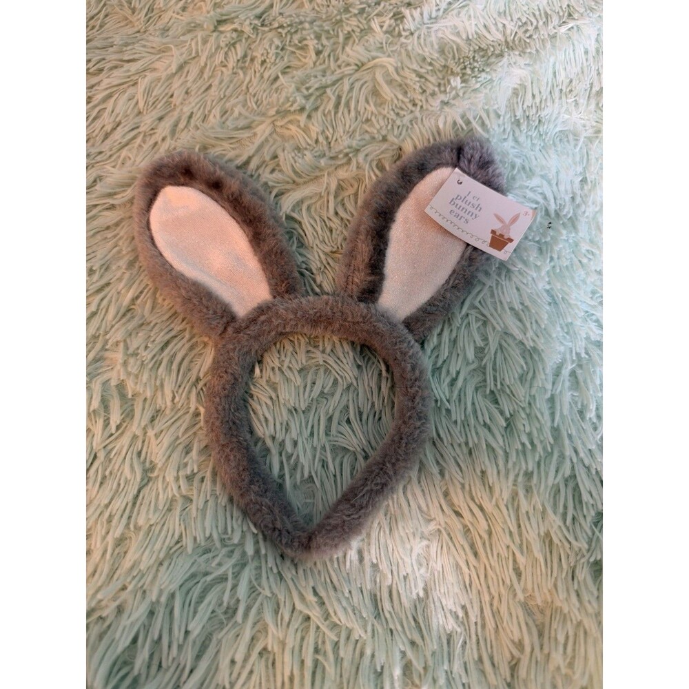 Seasonal Collection Easter Bunny Ears Headband Gray Fuzzy Fur One Size